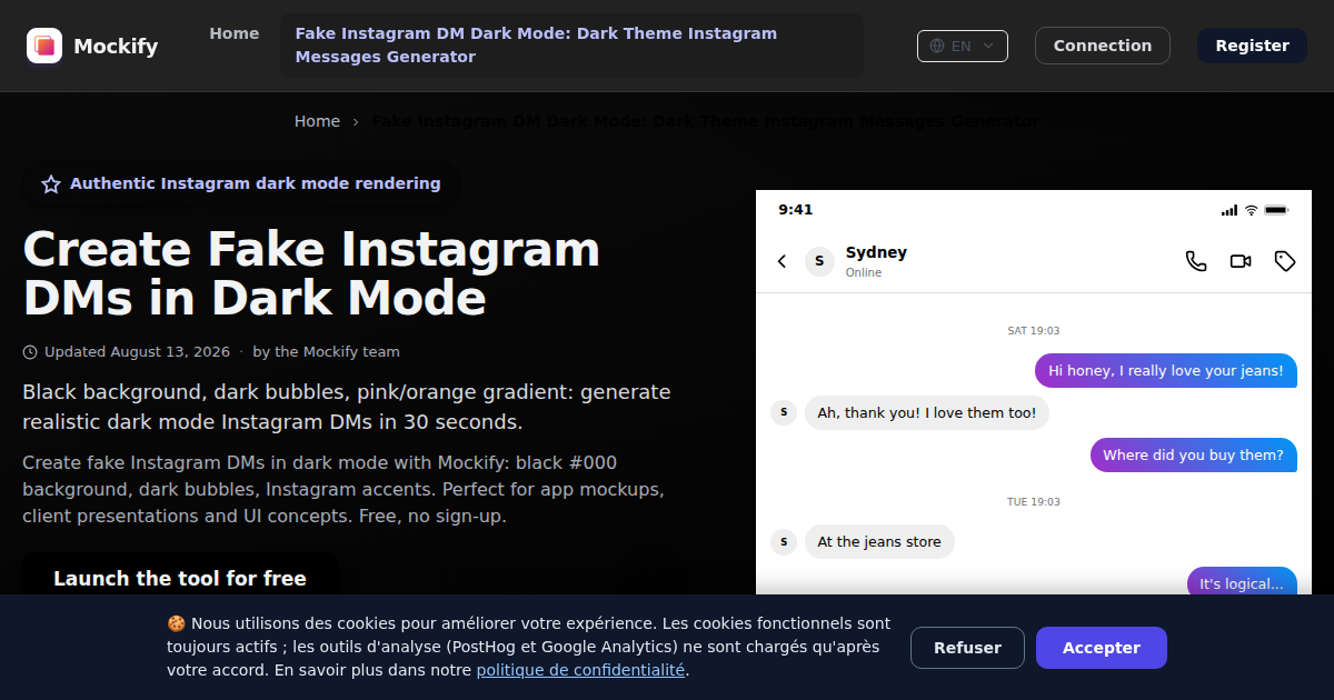 Example of a realistic screenshot generated with Mockify