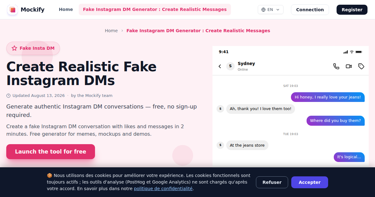 Example of a realistic screenshot generated with Mockify