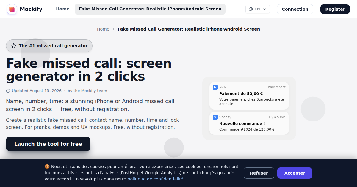 Example of a realistic screenshot generated with Mockify
