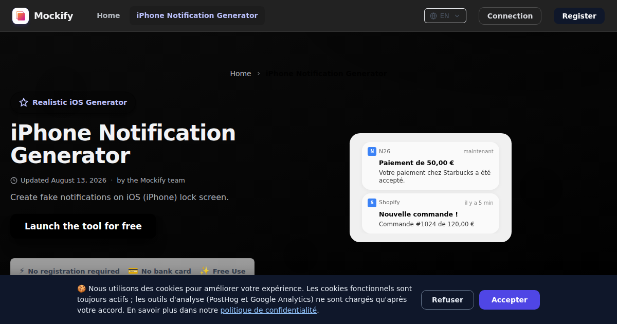 Example of a realistic screenshot generated with Mockify