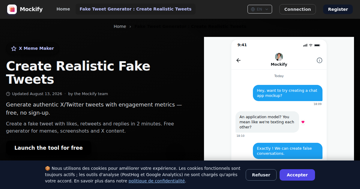 Example of a realistic screenshot generated with Mockify