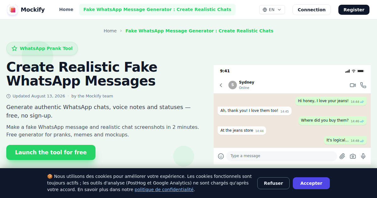 Example of a realistic screenshot generated with Mockify