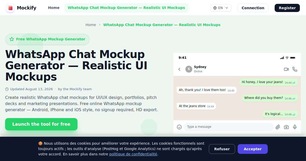 Example of a realistic screenshot generated with Mockify