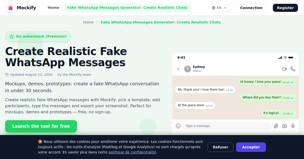 Example of a realistic screenshot generated with Mockify