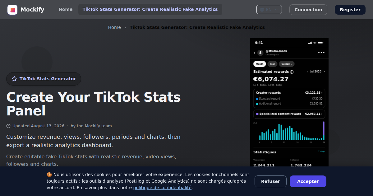Example of a realistic screenshot generated with Mockify