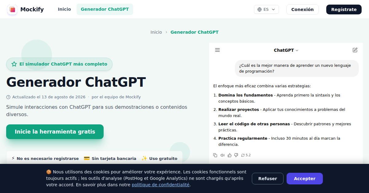 Ejemplo de captura de pantalla realista generada con Mockify