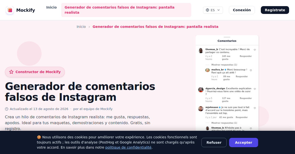 Ejemplo de captura de pantalla realista generada con Mockify