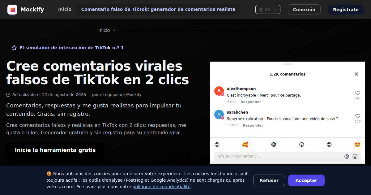 Ejemplo de captura de pantalla realista generada con Mockify