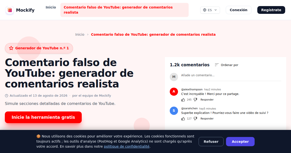 Ejemplo de captura de pantalla realista generada con Mockify