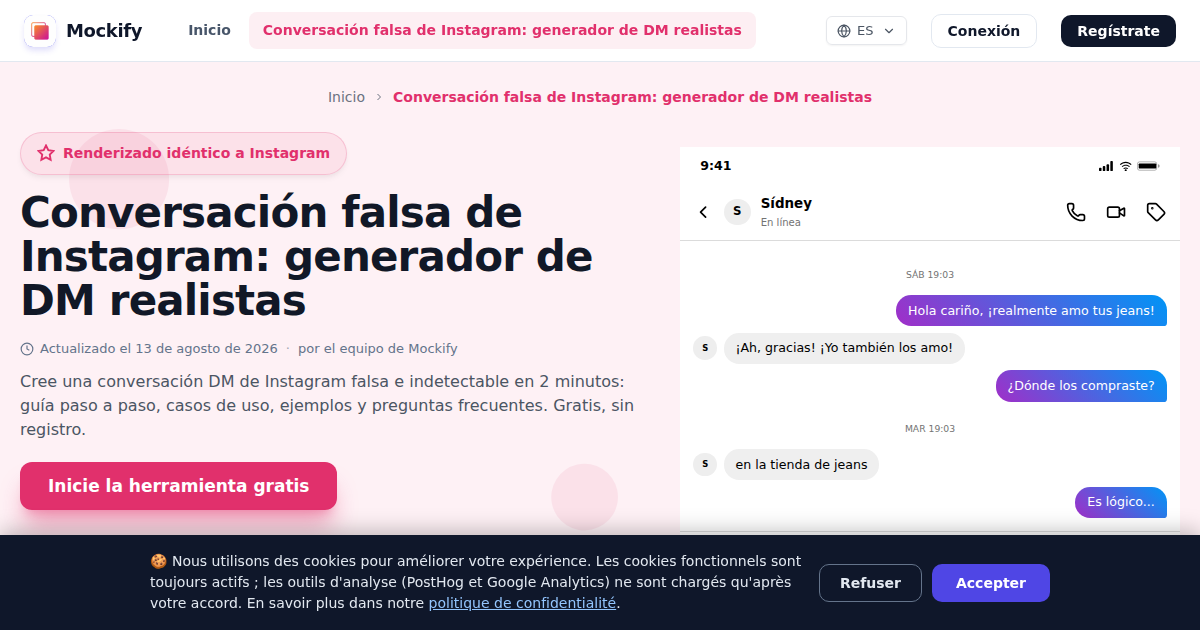 Ejemplo de captura de pantalla realista generada con Mockify