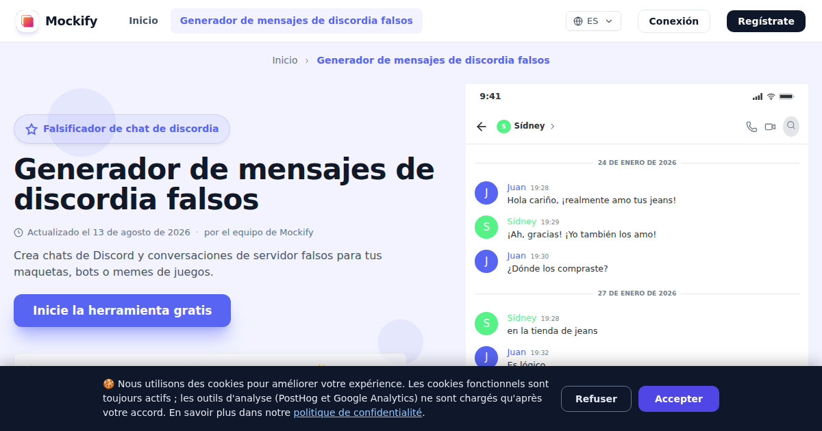 Ejemplo de captura de pantalla realista generada con Mockify