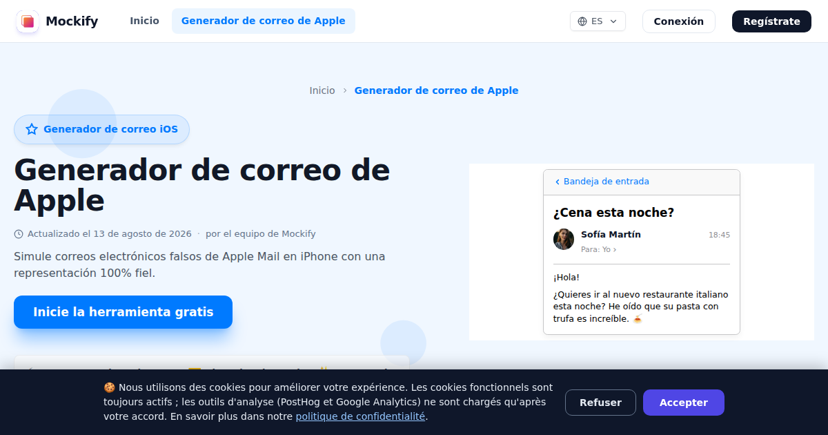 Ejemplo de captura de pantalla realista generada con Mockify