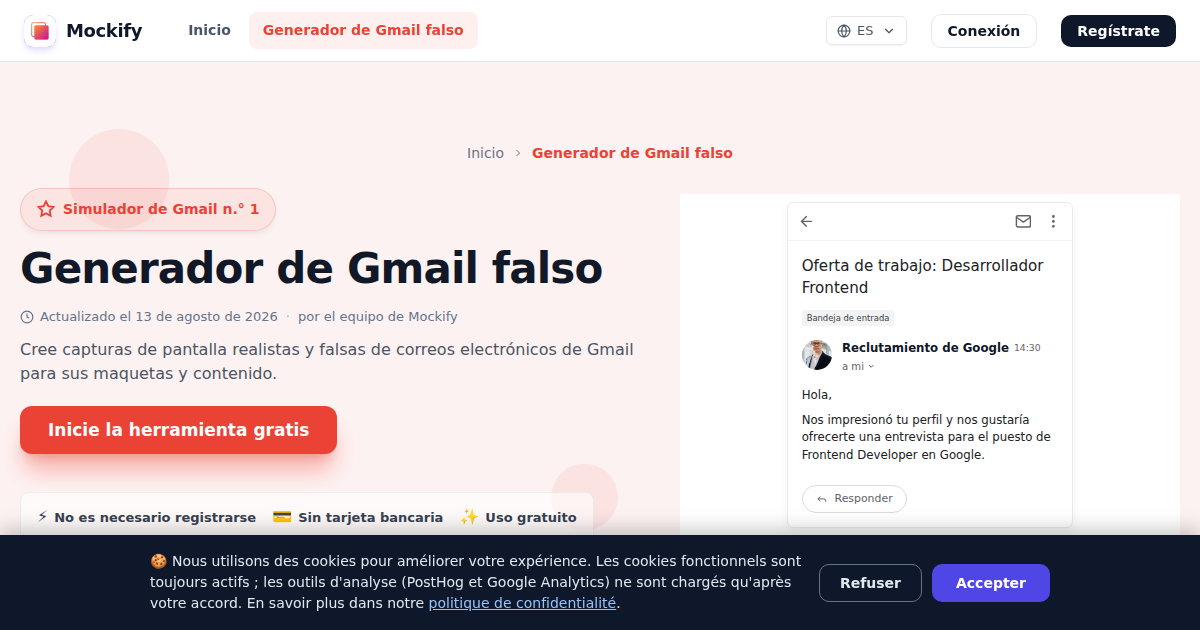 Ejemplo de captura de pantalla realista generada con Mockify