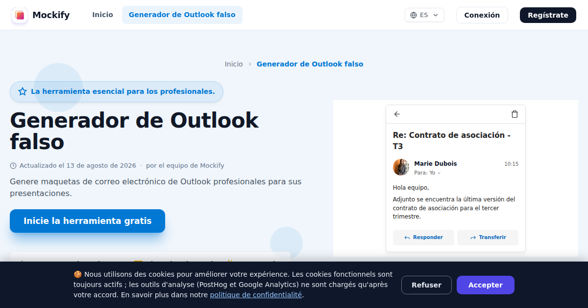 Ejemplo de captura de pantalla realista generada con Mockify