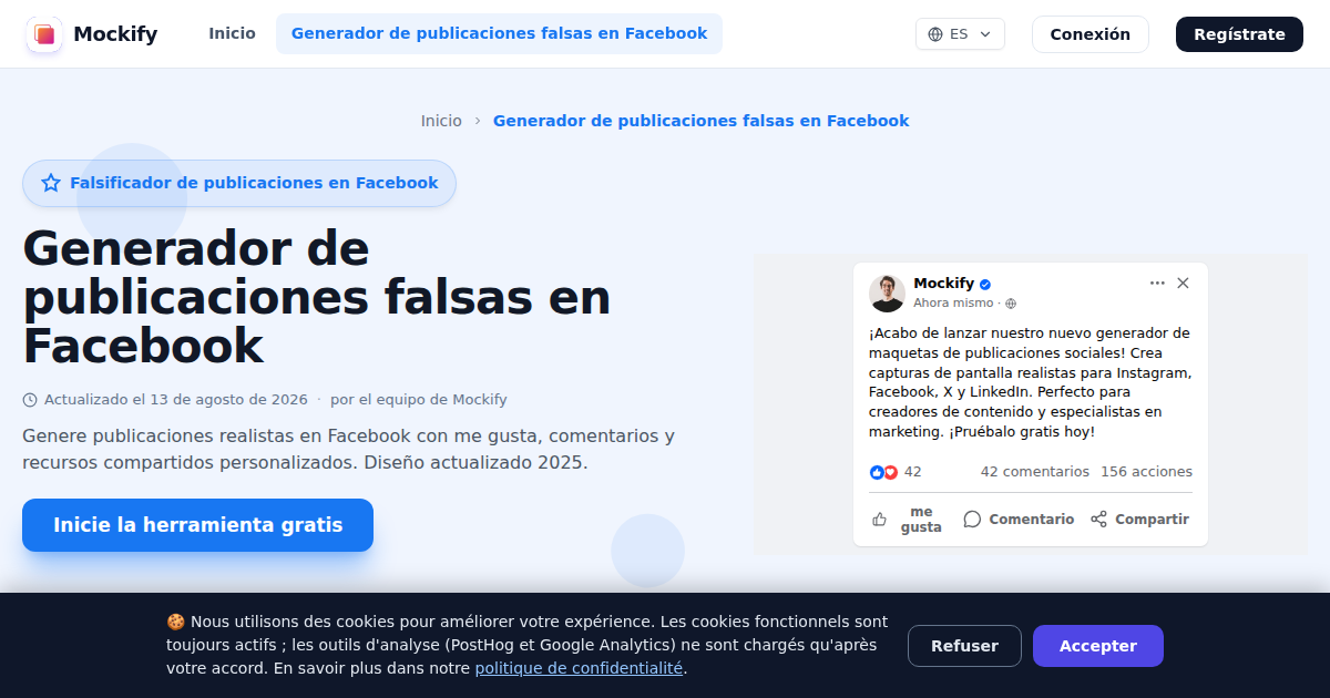 Ejemplo de captura de pantalla realista generada con Mockify