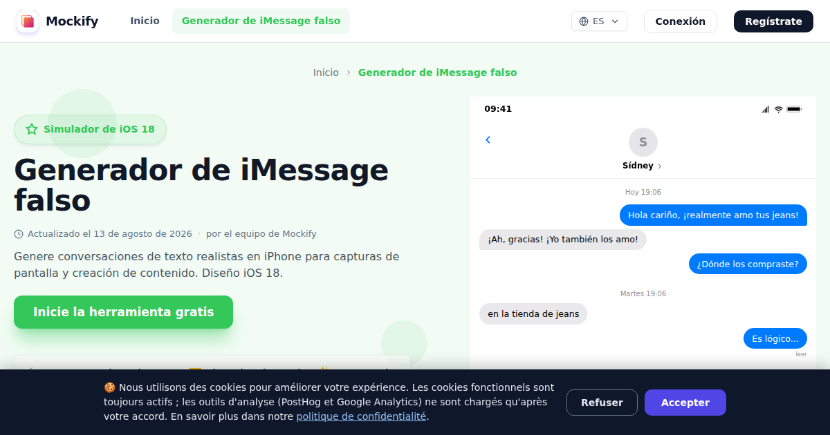 Ejemplo de captura de pantalla realista generada con Mockify