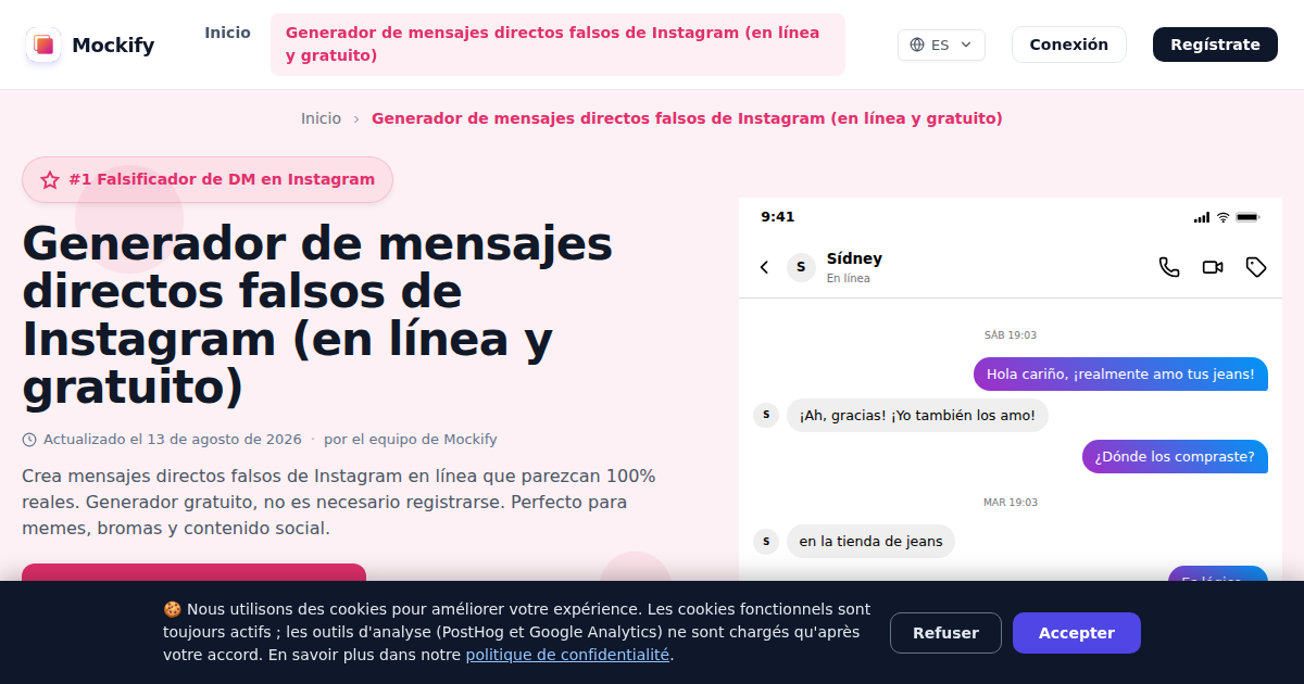 Ejemplo de captura de pantalla realista generada con Mockify