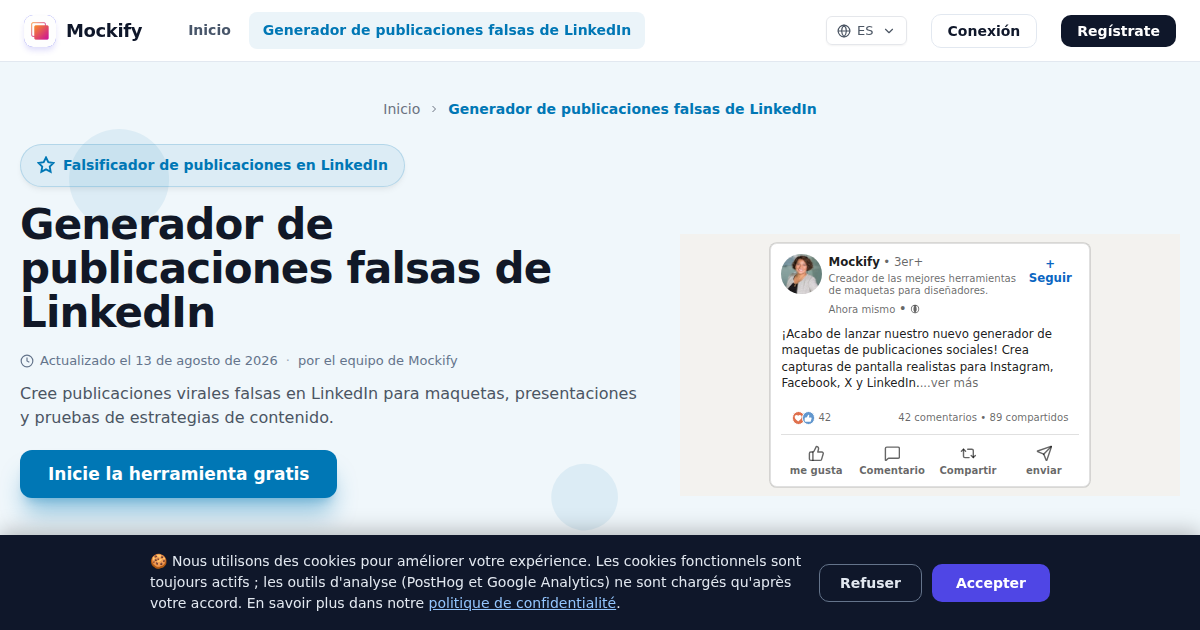 Ejemplo de captura de pantalla realista generada con Mockify