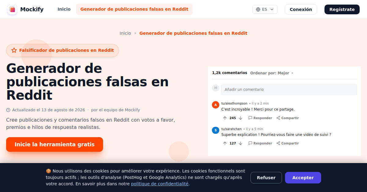Ejemplo de captura de pantalla realista generada con Mockify