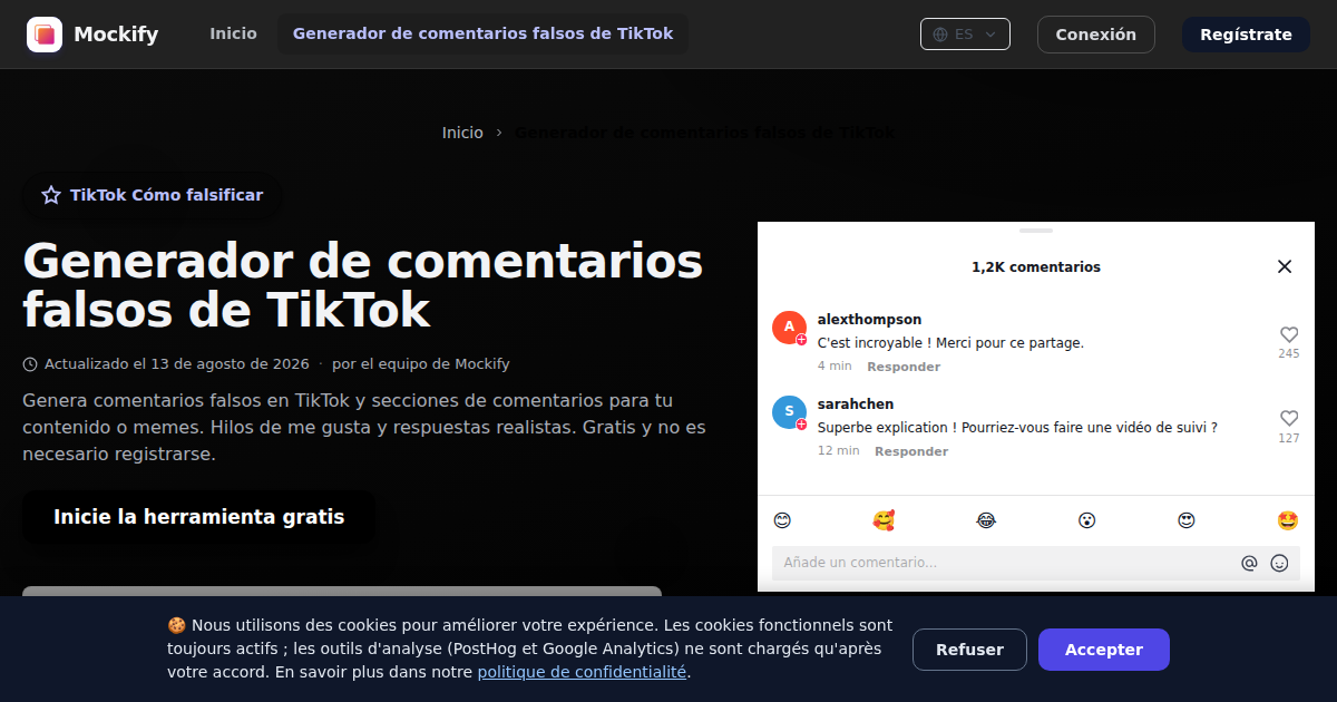 Ejemplo de captura de pantalla realista generada con Mockify