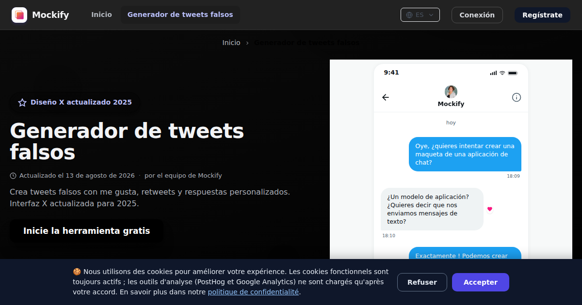 Ejemplo de captura de pantalla realista generada con Mockify