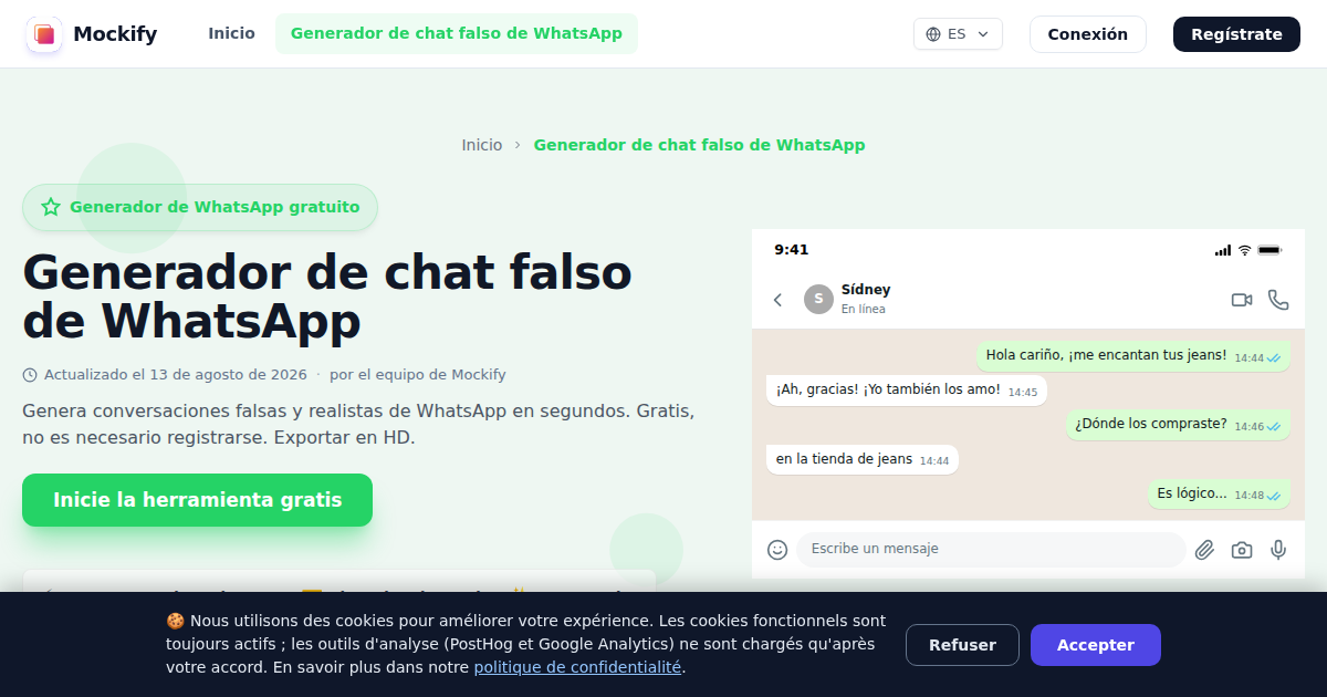 Ejemplo de captura de pantalla realista generada con Mockify