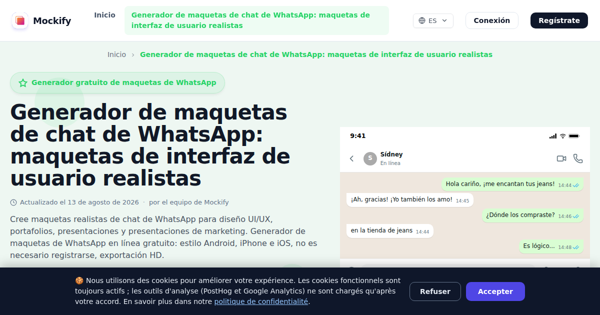 Ejemplo de captura de pantalla realista generada con Mockify