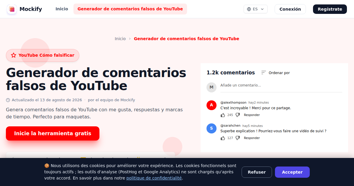 Ejemplo de captura de pantalla realista generada con Mockify