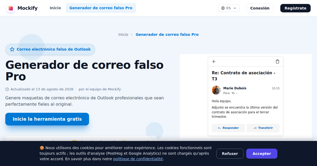 Ejemplo de captura de pantalla realista generada con Mockify
