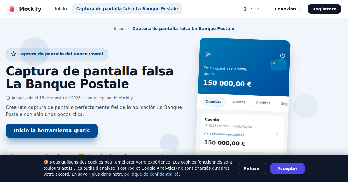 Ejemplo de captura de pantalla realista generada con Mockify