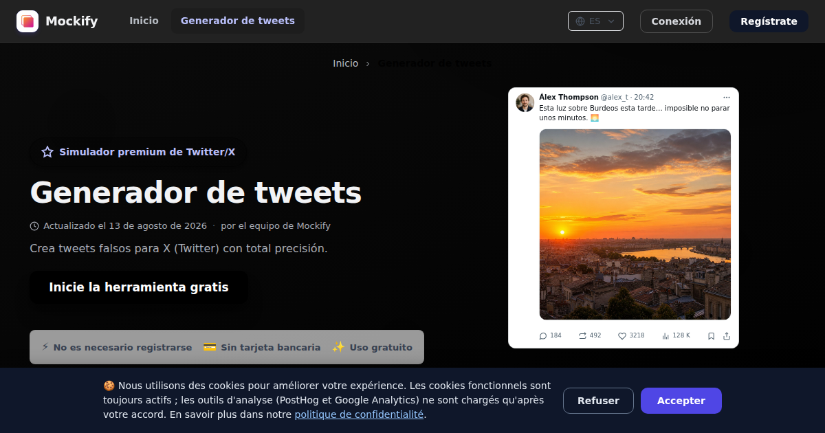 Ejemplo de captura de pantalla realista generada con Mockify