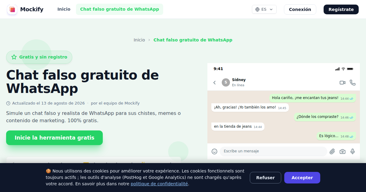 Ejemplo de captura de pantalla realista generada con Mockify