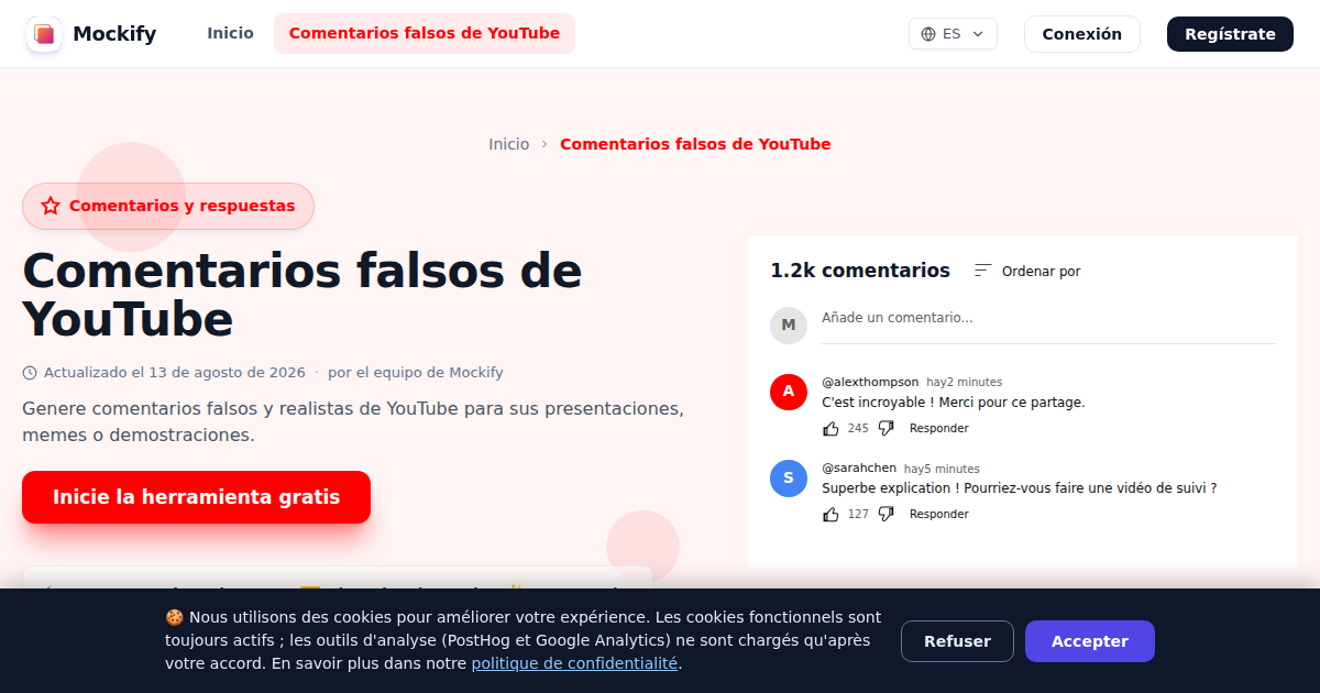 Ejemplo de captura de pantalla realista generada con Mockify