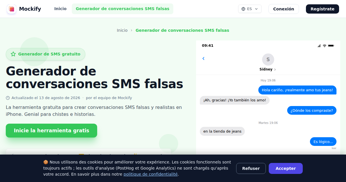 Ejemplo de captura de pantalla realista generada con Mockify