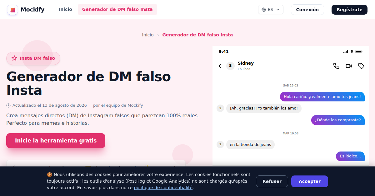 Ejemplo de captura de pantalla realista generada con Mockify