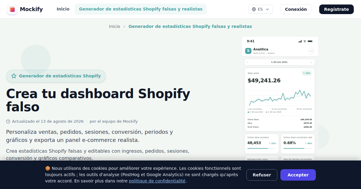 Ejemplo de captura de pantalla realista generada con Mockify