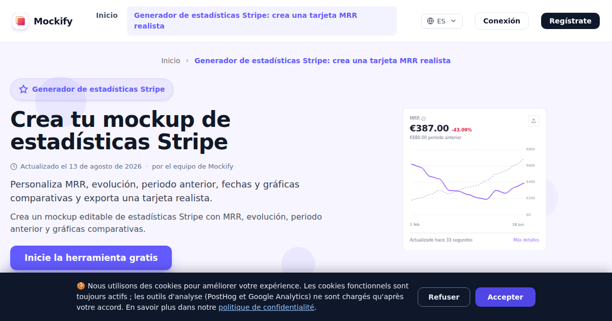 Ejemplo de captura de pantalla realista generada con Mockify