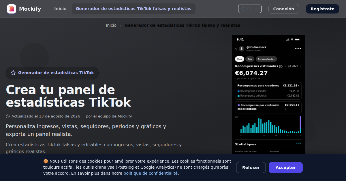 Ejemplo de captura de pantalla realista generada con Mockify