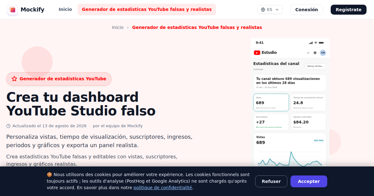 Ejemplo de captura de pantalla realista generada con Mockify