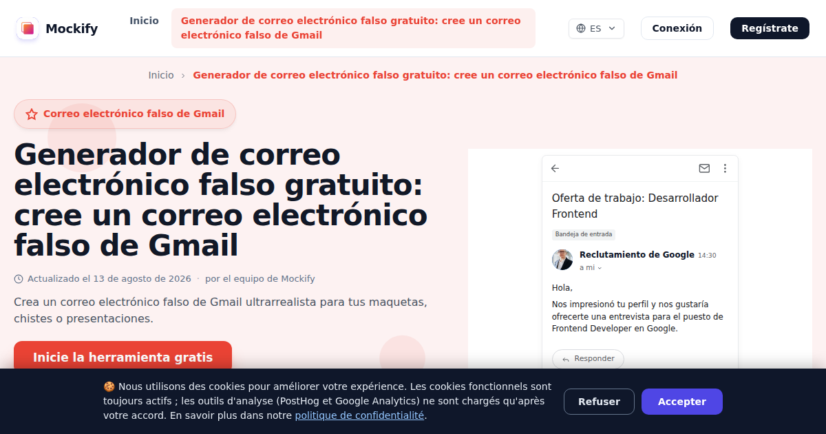 Ejemplo de captura de pantalla realista generada con Mockify
