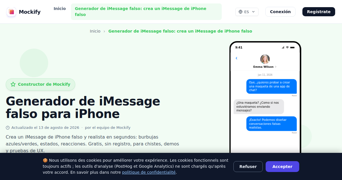 Ejemplo de captura de pantalla realista generada con Mockify
