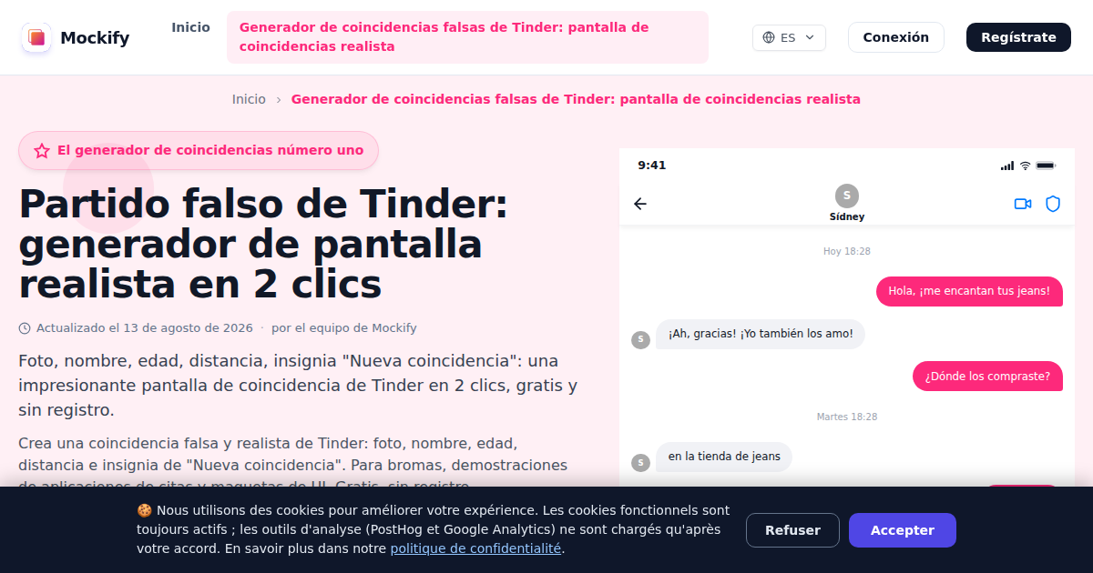 Ejemplo de captura de pantalla realista generada con Mockify