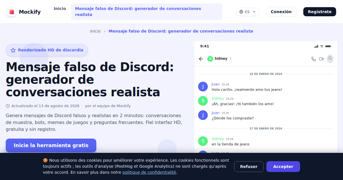 Ejemplo de captura de pantalla realista generada con Mockify