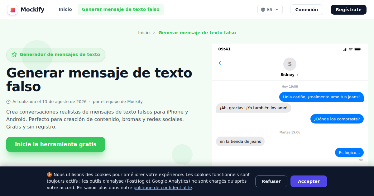 Ejemplo de captura de pantalla realista generada con Mockify