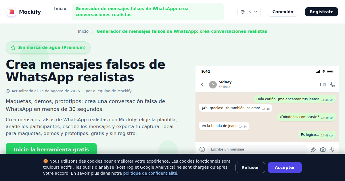Ejemplo de captura de pantalla realista generada con Mockify