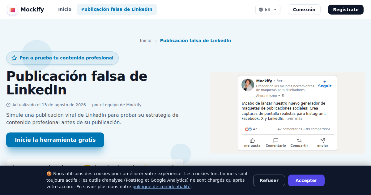 Ejemplo de captura de pantalla realista generada con Mockify