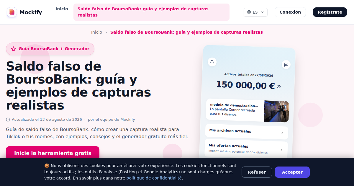 Ejemplo de captura de pantalla realista generada con Mockify