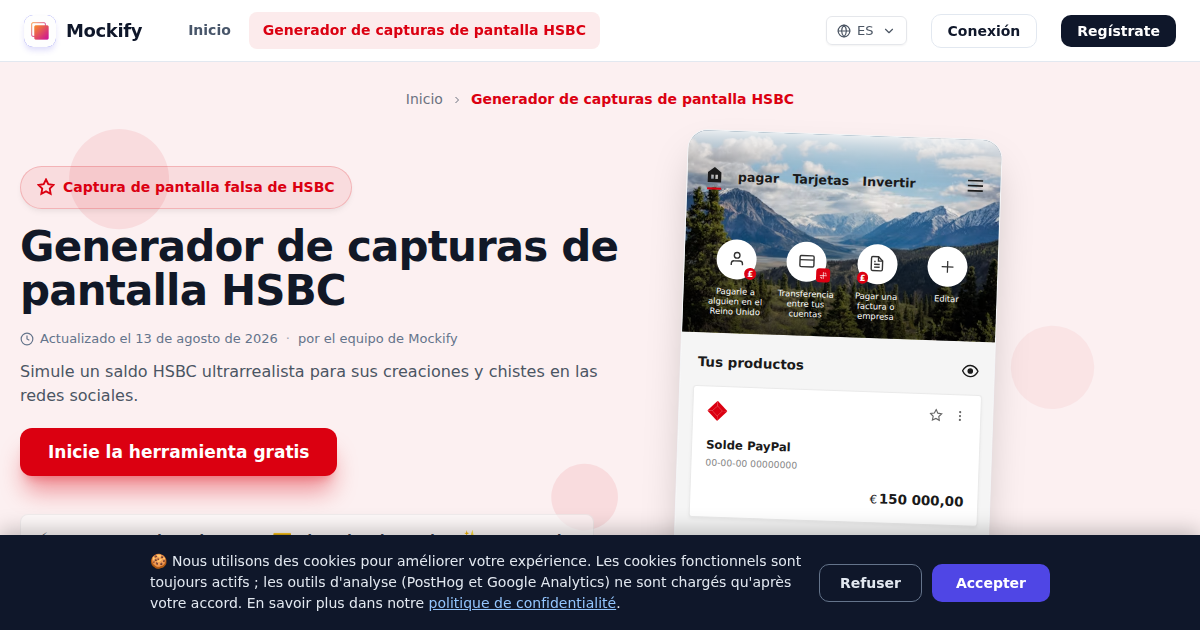 Ejemplo de captura de pantalla realista generada con Mockify