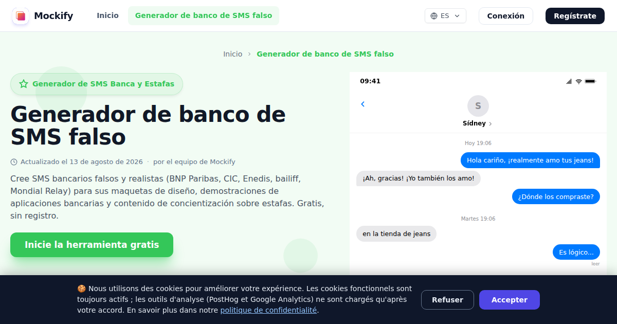 Ejemplo de captura de pantalla realista generada con Mockify