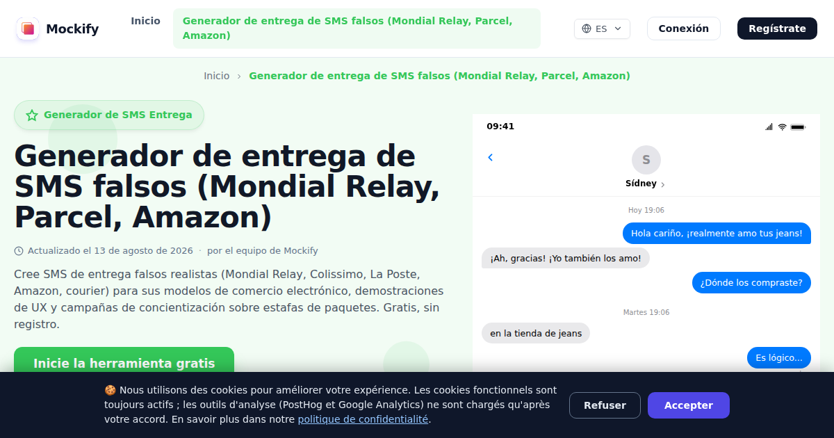 Ejemplo de captura de pantalla realista generada con Mockify